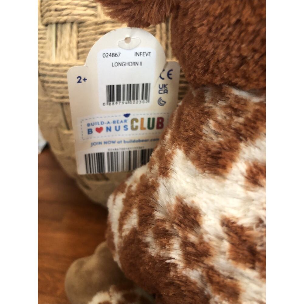 Build a Bear Workshop Bull Brown White Longhorn Horns Plush Stuffed BABW 14" New - Picture 8 of 9
